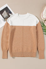 Load image into Gallery viewer, Color Block Round Neck Long Sleeve Sweater