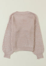Load image into Gallery viewer, Cable-Knit Round Neck Dropped Shoulder Sweater