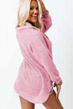 Load image into Gallery viewer, Waffle-Knit Collared Neck Long Sleeve Shirt