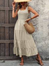 Load image into Gallery viewer, Smocked Scoop Neck Sleeveless Tank Dress