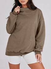 Load image into Gallery viewer, Mock Neck Drop Shoulder Long Sleeve Sweatshirt