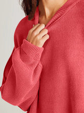 Load image into Gallery viewer, Double Take Side Slit Round Neck Long Sleeve Sweater