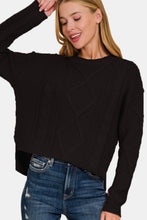 Load image into Gallery viewer, Zenana Cropped High Low Cable Sweater with Side Slits