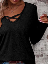 Load image into Gallery viewer, Crisscross V-Neck Long Sleeve T-Shirt