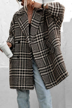 Load image into Gallery viewer, Houndstooth Collared Neck Long Sleeve Coat