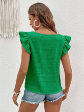 Load image into Gallery viewer, Ruffled Square Neck Cap Sleeve Blouse