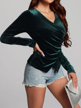 Load image into Gallery viewer, Ruched Surplice Long Sleeve Top