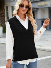 Load image into Gallery viewer, Side Slit V-Neck Sweater Vest
