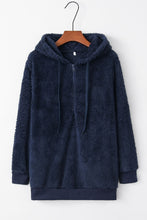 Load image into Gallery viewer, Full Size Quarter-Zip Drawstring Teddy Hoodie