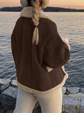 Load image into Gallery viewer, Fuzzy Collared Neck Long Sleeve Jacket