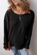 Load image into Gallery viewer, Pocketed Round Neck Long Sleeve Top