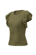 Load image into Gallery viewer, Textured Round Neck Cap Sleeve Top