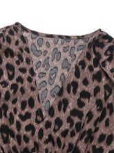 Load image into Gallery viewer, Perfee Leopard Surplice Long Sleeve Midi Dress