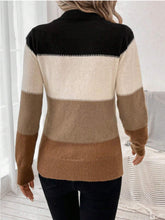 Load image into Gallery viewer, Color Block Mock Neck Long Sleeve Sweater