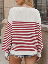 Load image into Gallery viewer, Striped Round Neck Long Sleeve Sweater