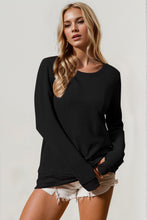 Load image into Gallery viewer, Double Take Corded Rib Thumbhole Cuff Round Neck T-Shirt