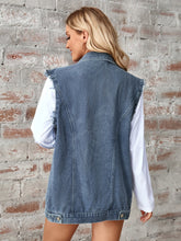 Load image into Gallery viewer, Raw Hem Sleeveless Button Up Denim Jacket