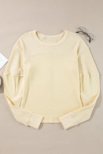 Load image into Gallery viewer, Waffle-Knit Round Neck Long Sleeve Top
