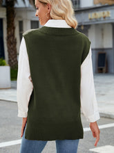 Load image into Gallery viewer, Side Slit V-Neck Sweater Vest