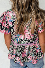 Load image into Gallery viewer, Printed Notched Short Sleeve Blouse