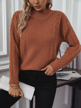 Load image into Gallery viewer, Cable-Knit Mock Neck Long Sleeve Sweater