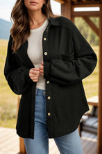 Load image into Gallery viewer, Waffle-Knit Collared Neck Long Sleeve Shacket