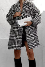 Load image into Gallery viewer, Houndstooth Collared Neck Long Sleeve Coat