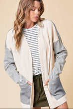 Load image into Gallery viewer, Open Front Long Sleeve Striped Cardigan with Pockets