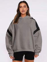 Load image into Gallery viewer, Contrast Dropped Shoulder Long Sleeve Hoodie