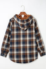 Load image into Gallery viewer, Plaid Button Up Long Sleeve Hooded Jacket