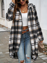 Load image into Gallery viewer, Plaid Zip Up Hooded Coat
