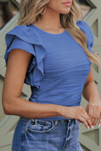 Load image into Gallery viewer, Textured Round Neck Cap Sleeve Top