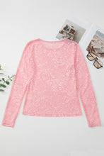 Load image into Gallery viewer, Lace Flower Round Neck Long Sleeve Top