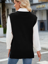 Load image into Gallery viewer, Side Slit V-Neck Sweater Vest