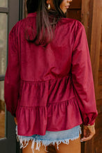 Load image into Gallery viewer, Peplum Round Neck Long Sleeve Shirt