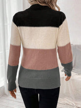 Load image into Gallery viewer, Color Block Mock Neck Long Sleeve Sweater