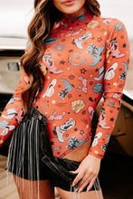 Load image into Gallery viewer, Printed Mock Neck Long Sleeve Bodysuit
