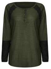 Load image into Gallery viewer, Full Size Striped Quarter Button Long Sleeve T-Shirt