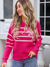 Load image into Gallery viewer, Striped Round Neck Long Sleeve Sweater