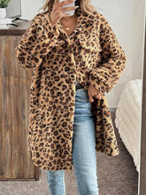 Load image into Gallery viewer, Leopard Button Up Long Sleeve Fuzzy Coat