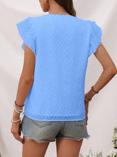 Load image into Gallery viewer, Textured V-Neck Cap Sleeve Blouse