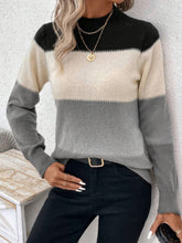 Load image into Gallery viewer, Color Block Mock Neck Long Sleeve Sweater