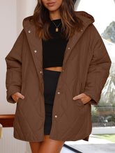 Load image into Gallery viewer, Slit Snap Down Long Sleeve Hooded Jacket