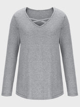 Load image into Gallery viewer, Crisscross V-Neck Long Sleeve T-Shirt
