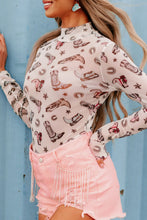 Load image into Gallery viewer, Printed Mock Neck Long Sleeve Bodysuit