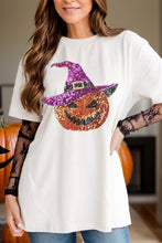 Load image into Gallery viewer, Sequin Pumpkin Round Neck Short Sleeve T-Shirt