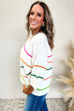 Load image into Gallery viewer, Striped Half Sleeve Drop Shoulder Sweater