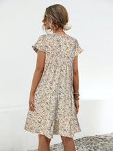 Load image into Gallery viewer, Frill Floral Round Neck Short Sleeve Tiered Dress