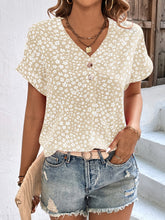 Load image into Gallery viewer, Printed V-Neck Short Sleeve Blouse