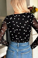 Load image into Gallery viewer, Heart Square Neck Long Sleeve Bodysuit